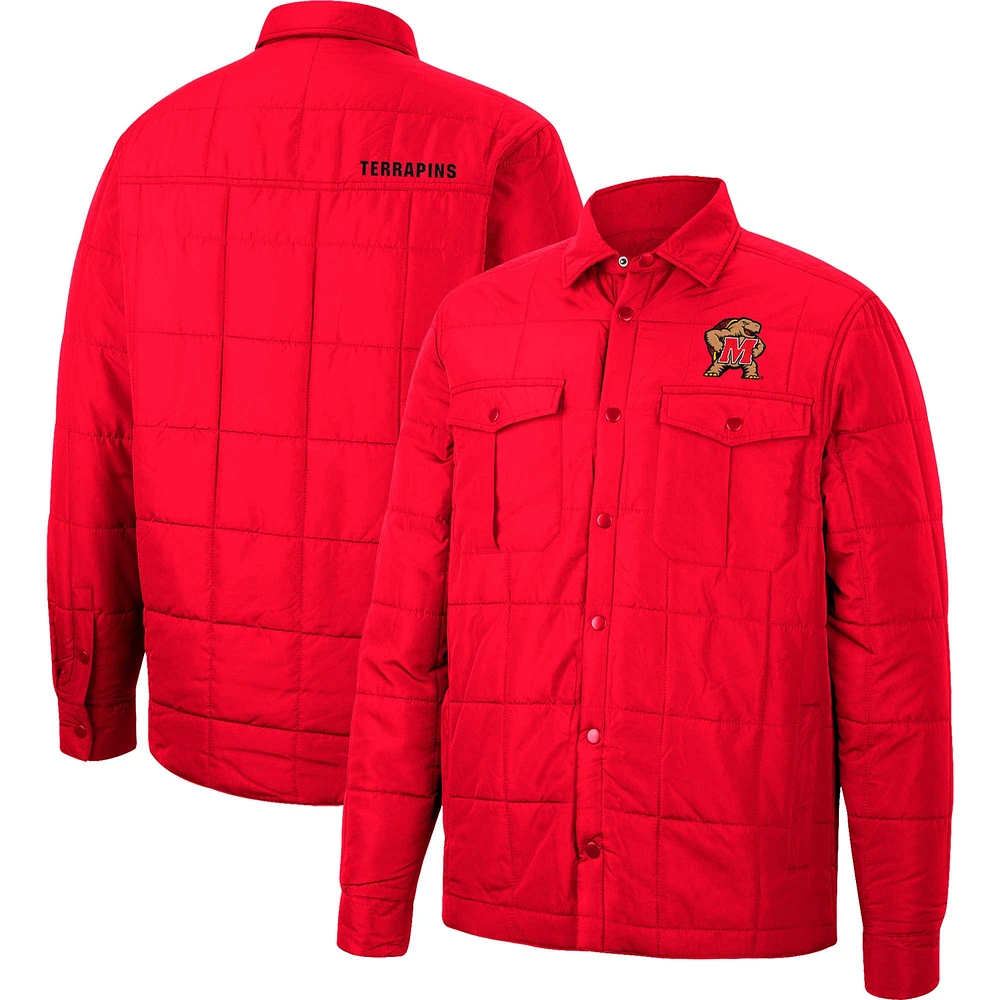 Men's Colosseum Red Maryland Terrapins Detonate Quilted Full-Snap Jacket