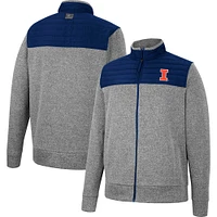 Men's Colosseum Gray/Navy Illinois Fighting Illini Putter Herringbone Full-Zip Jacket