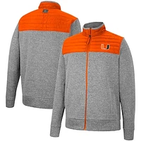 Men's Colosseum Gray/Orange Miami Hurricanes Putter Herringbone Full-Zip Jacket