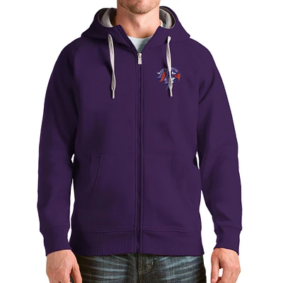 Men's Antigua Purple Halifax Thunderbirds Victory Full-Zip Hoodie