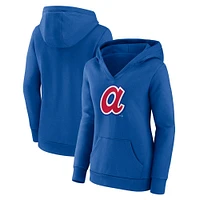 Women's Fanatics Royal Atlanta Braves Forbes Crossover V-Neck Pullover Hoodie