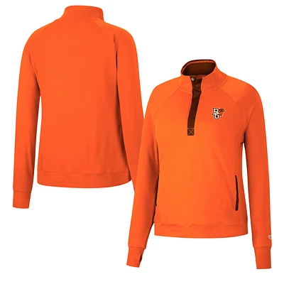 Women's Colosseum Orange Bowling Green St. Falcons Kipling Raglan Quarter-Snap Top