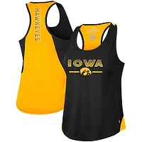 Women's Colosseum Black Iowa Hawkeyes Sachs 2-Hit Scoop Neck Racerback Tank Top