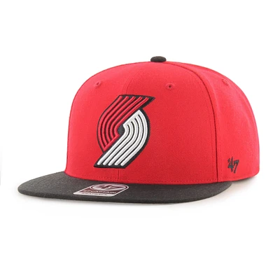 Men's '47  Red/Black Portland Trail Blazers Two-Tone No Shot Captain Snapback Hat