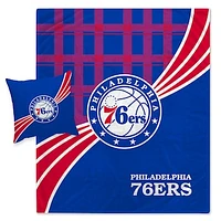 Philadelphia 76ers Plaid Wave Lightweight Blanket & Pillow Combo Set