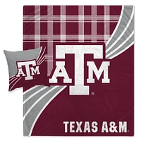 Texas A&M Aggies Plaid Wave Lightweight Blanket & Pillow Combo Set