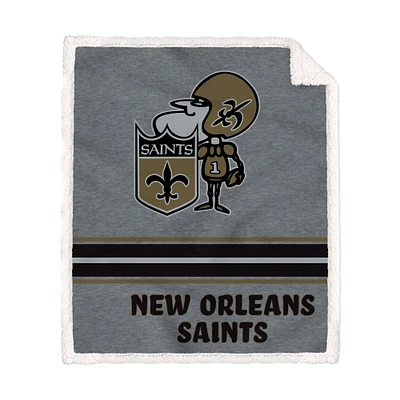 New Orleans Saints 50'' x 60'' Vintage Triple Stripe French Terry Sherpa Blanket