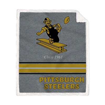 Pittsburgh Steelers 50'' x 60'' Vintage Triple Stripe French Terry Sherpa Blanket