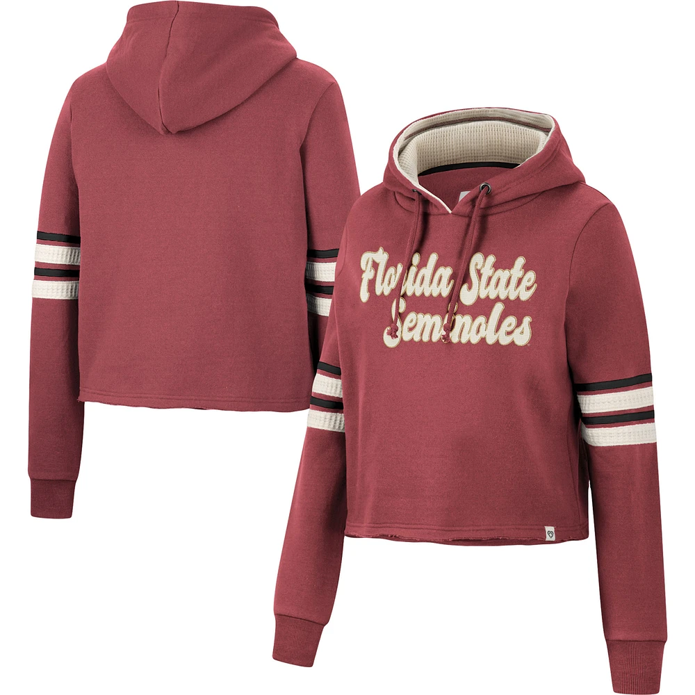 Women's Colosseum Garnet Florida State Seminoles Retro Cropped Pullover Hoodie