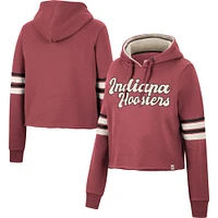 Women's Colosseum Crimson Indiana Hoosiers Retro Cropped Pullover Hoodie