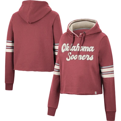 Women's Colosseum Crimson Oklahoma Sooners Retro Cropped Pullover Hoodie