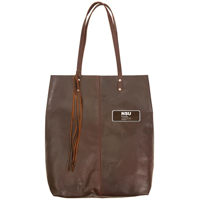 Brown Nova Southeastern Sharks Logo Plate Mee Canyon Tote