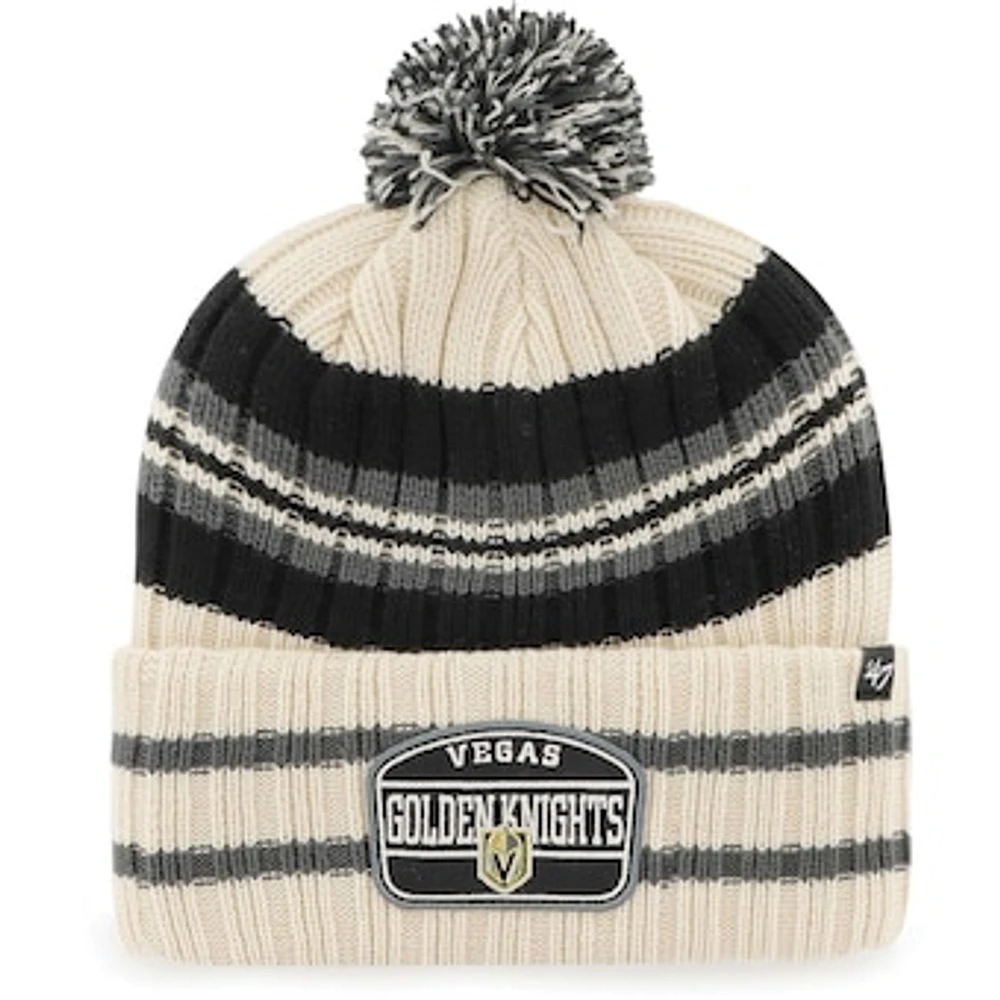 Men's '47 Cream Vegas Golden Knights Hone Patch Cuffed Knit Hat with Pom