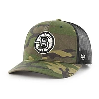 Men's '47 Camo/Black Boston Bruins Trucker Snapback Hat