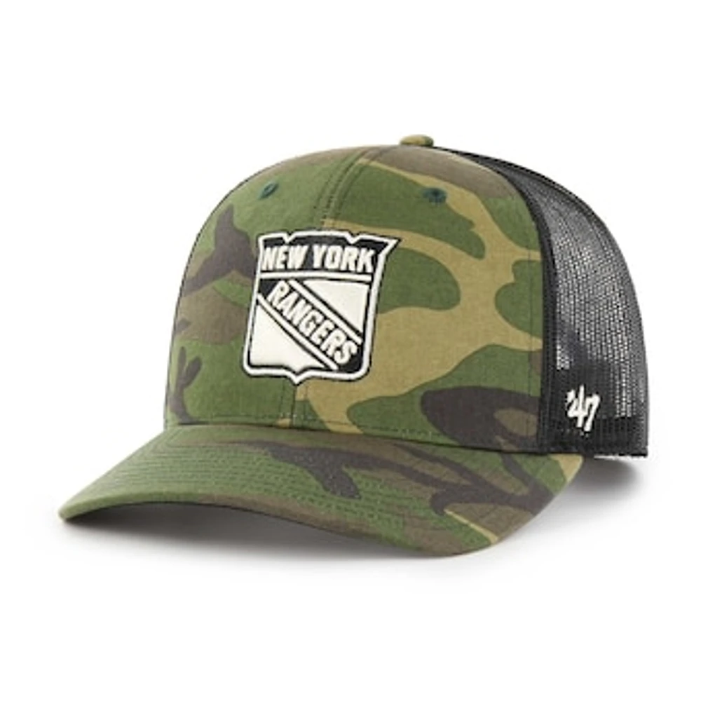 Men's '47 Camo/Black New York Rangers Trucker Snapback Hat