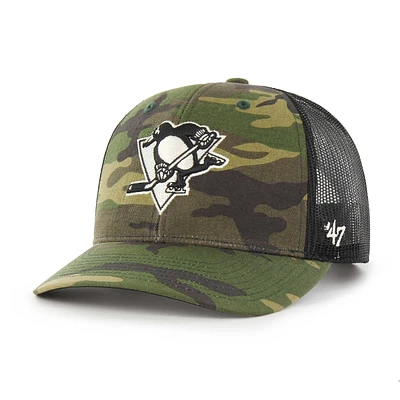 Men's '47 Camo/Black Pittsburgh Penguins Trucker Snapback Hat