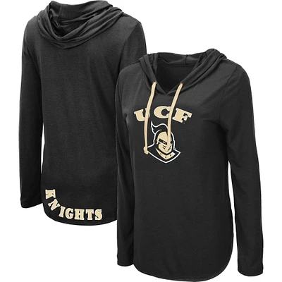 Women's Colosseum Black UCF Knights My Lover Lightweight Hooded Long Sleeve T-Shirt