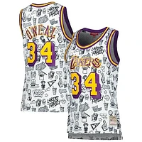 Women's Mitchell & Ness Shaquille O'Neal White Los Angeles Lakers 1996 Doodle Swingman Jersey