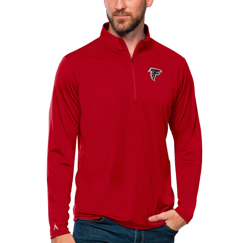 Men's Antigua Red Atlanta Falcons Tribute Quarter-Zip Lightweight Pullover Top
