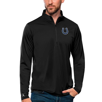 Men's Antigua Black Indianapolis Colts Tribute Quarter-Zip Lightweight Pullover Top