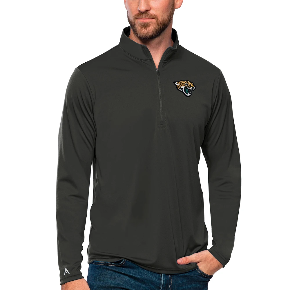 Men's Antigua Charcoal Jacksonville Jaguars Tribute Quarter-Zip Lightweight Pullover Top