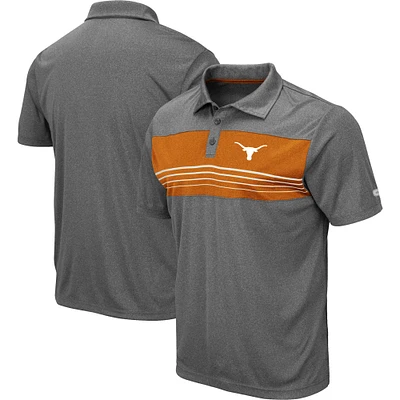 Men's Colosseum Heather Charcoal/Texas Orange Texas Longhorns Smithers Polo