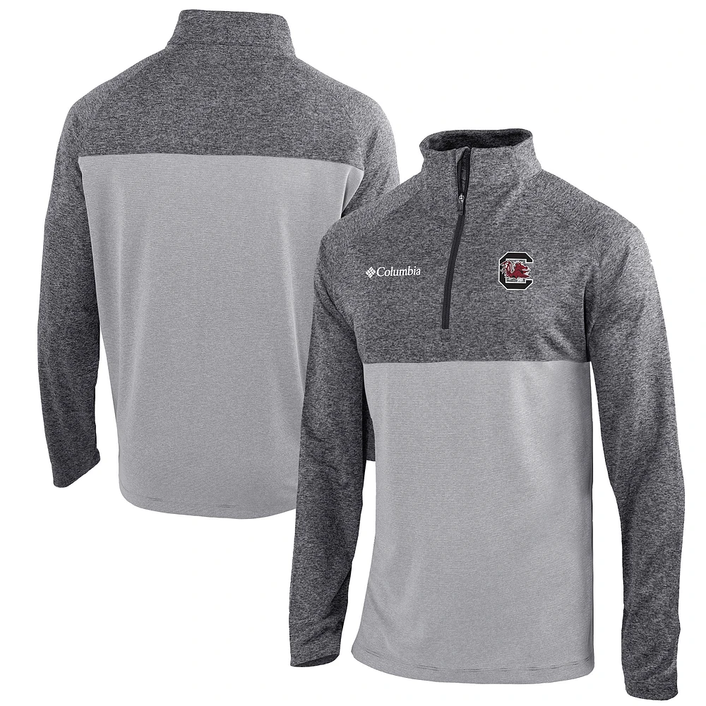 Men's Columbia Gray/Light Gray South Carolina Gamecocks Omni-Wick Rockin' It Quarter-Zip Pullover Top