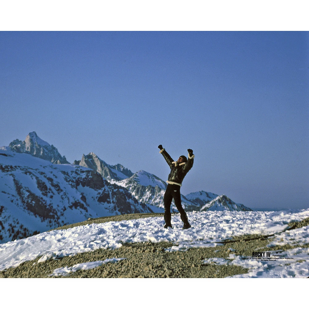 Rocky IV Unsigned Arms Up on Mountain Photograph