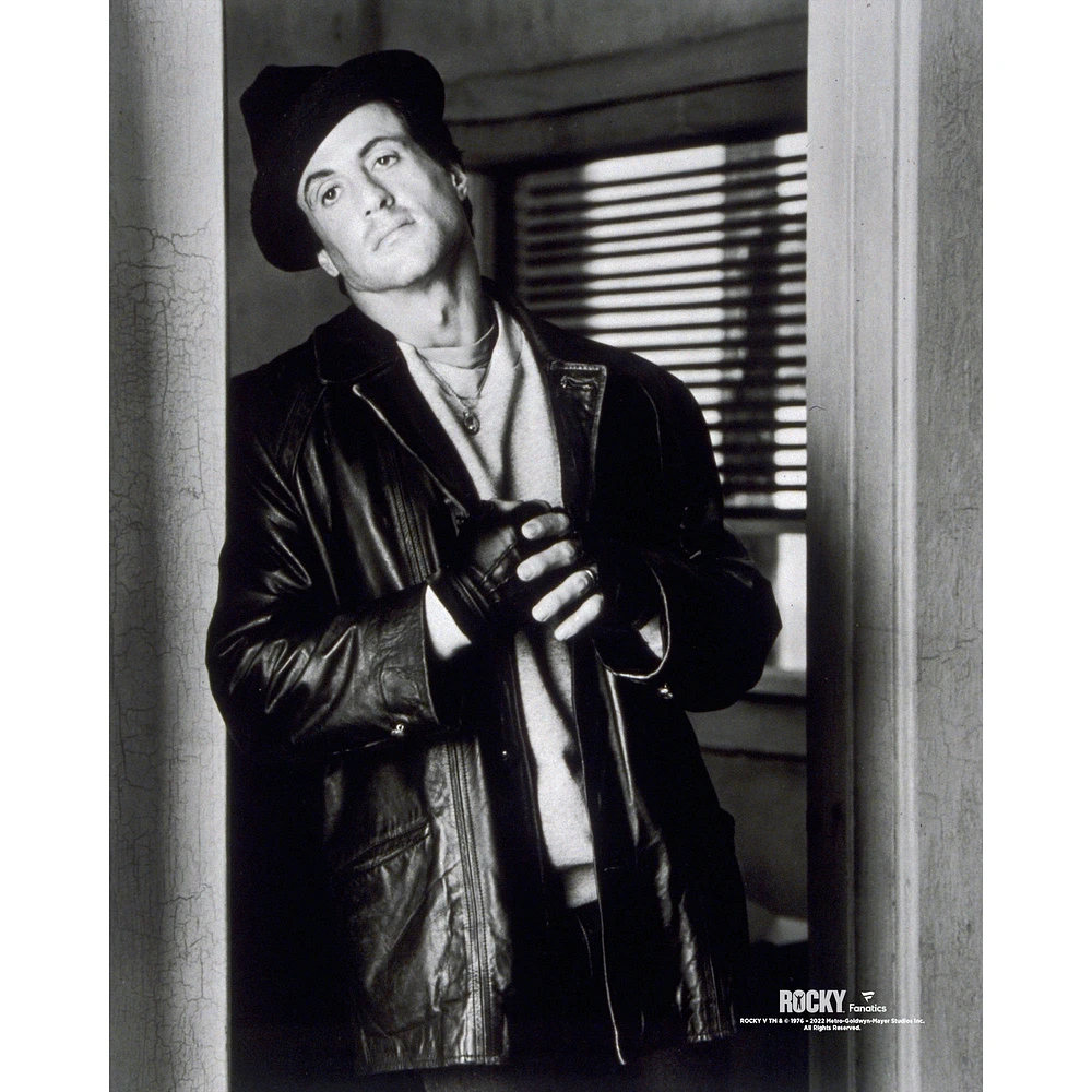 Rocky Unsigned Close Up with Fedora and Jacket on Photograph