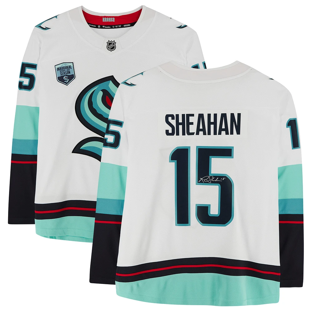 Riley Sheahan White Seattle Kraken Autographed Fanatics Breakaway Jersey with Inaugural Season Jersey Patch