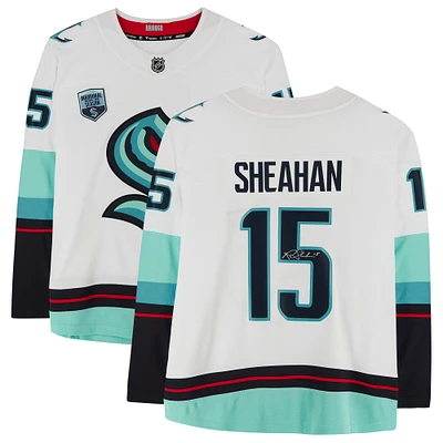 Riley Sheahan White Seattle Kraken Autographed Fanatics Breakaway Jersey with Inaugural Season Jersey Patch