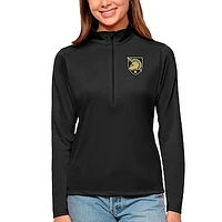 Women's Antigua Black Army Black Knights Tribute Quarter-Zip Pullover Top