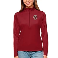 Women's Antigua Maroon Boston College Eagles Tribute Quarter-Zip Pullover Top