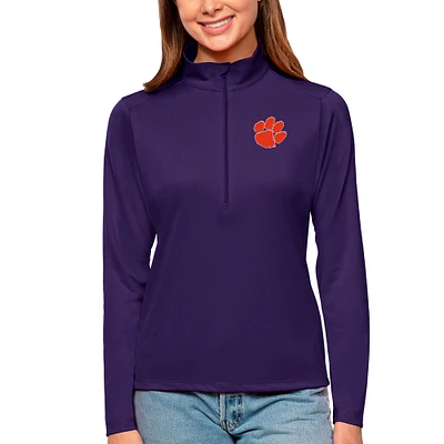 Women's Antigua Clemson Tigers Tribute Quarter-Zip Pullover Top