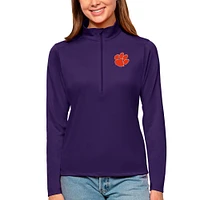 Women's Antigua Clemson Tigers Tribute Quarter-Zip Pullover Top