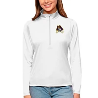 Women's Antigua White ECU Pirates Tribute Quarter-Zip Pullover Top