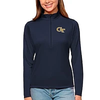 Women's Antigua Navy Georgia Tech Yellow Jackets Tribute Quarter-Zip Pullover Top