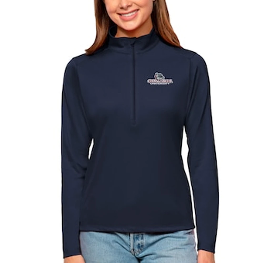 Women's Antigua Navy Gonzaga Bulldogs Tribute Quarter-Zip Pullover Top