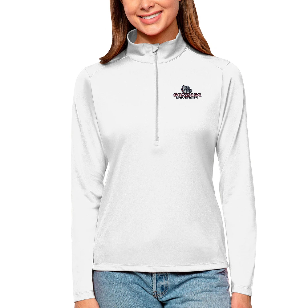 Women's Antigua Gonzaga Bulldogs Tribute Quarter-Zip Pullover Top