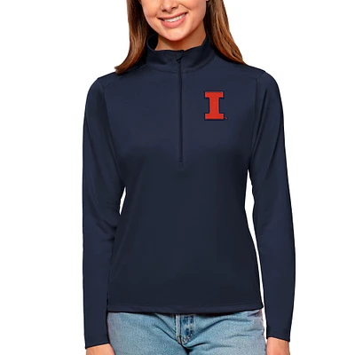 Women's Antigua Navy Illinois Fighting Illini Tribute Quarter-Zip Pullover Top