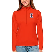 Women's Antigua Orange Illinois Fighting Illini Tribute Quarter-Zip Pullover Top