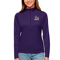 Women's Antigua Purple James Madison Dukes Tribute Quarter-Zip Pullover Top