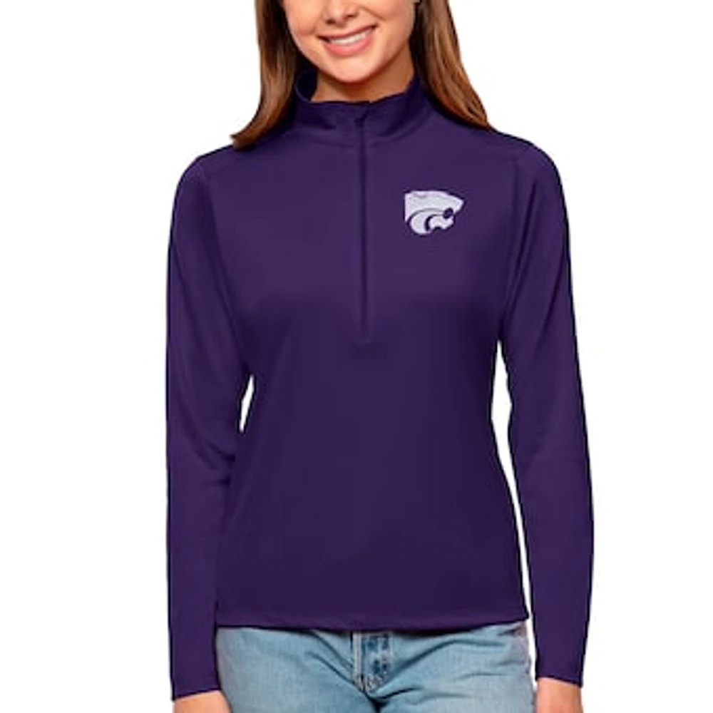 Women's Antigua Purple Kansas State Wildcats Tribute Quarter-Zip Pullover Top