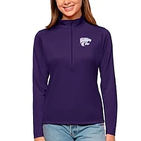 Women's Antigua Purple Kansas State Wildcats Tribute Quarter-Zip Pullover Top