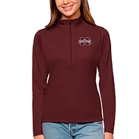 Women's Antigua Maroon Mississippi State Bulldogs Tribute Quarter-Zip Pullover Top