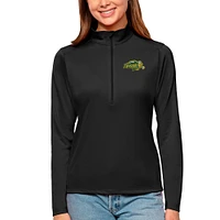 Women's Antigua Black NDSU Bison Tribute Quarter-Zip Pullover Top