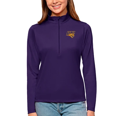 Women's Antigua Purple Northern Iowa Panthers Tribute Quarter-Zip Pullover Top