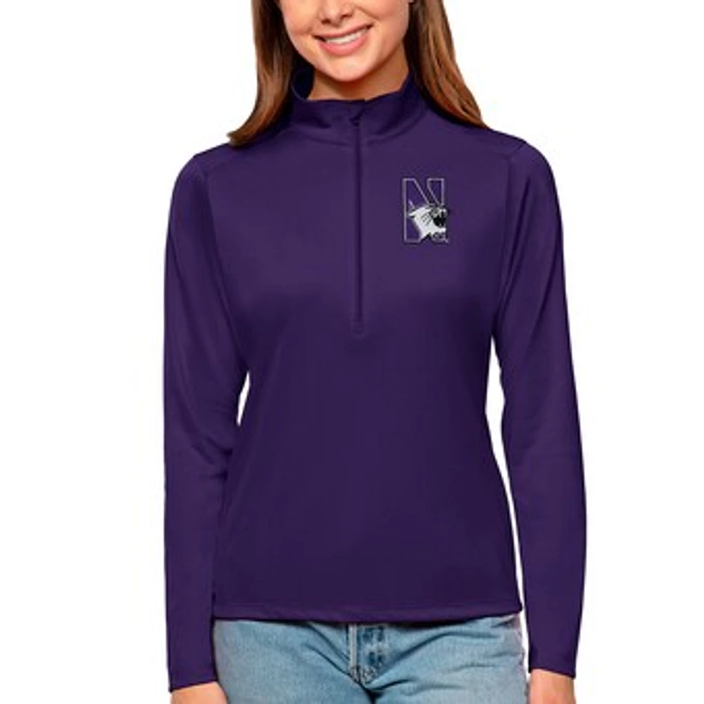 Women's Antigua Purple Northwestern Wildcats Tribute Quarter-Zip Pullover Top