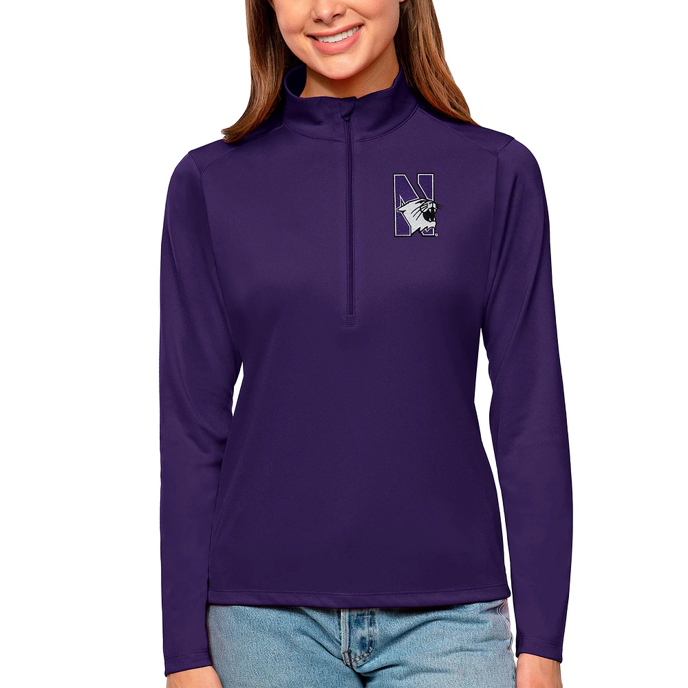 Women's Antigua Purple Northwestern Wildcats Tribute Quarter-Zip Pullover Top