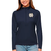 Women's Antigua Navy Notre Dame Fighting Irish Tribute Quarter-Zip Pullover Top